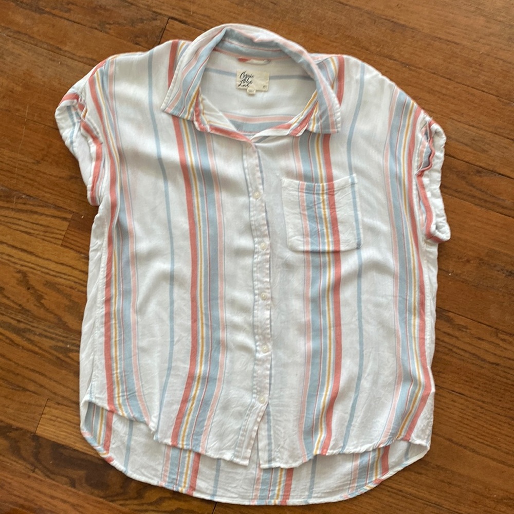 Cosmic Blue Love short sleeve button up